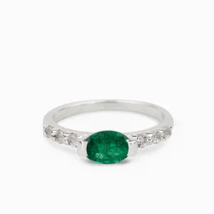 Emerald and White Topaz Ring