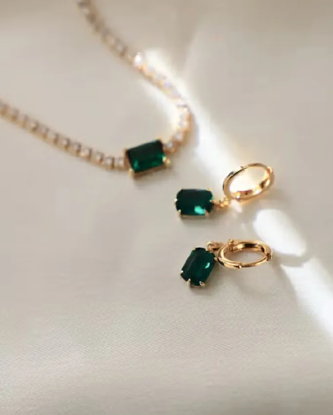 Emerald Baguette Earrings