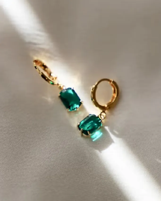 Emerald Baguette Earrings