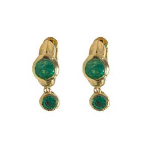 Emerald Bezel and Dangle Huggie Earrings