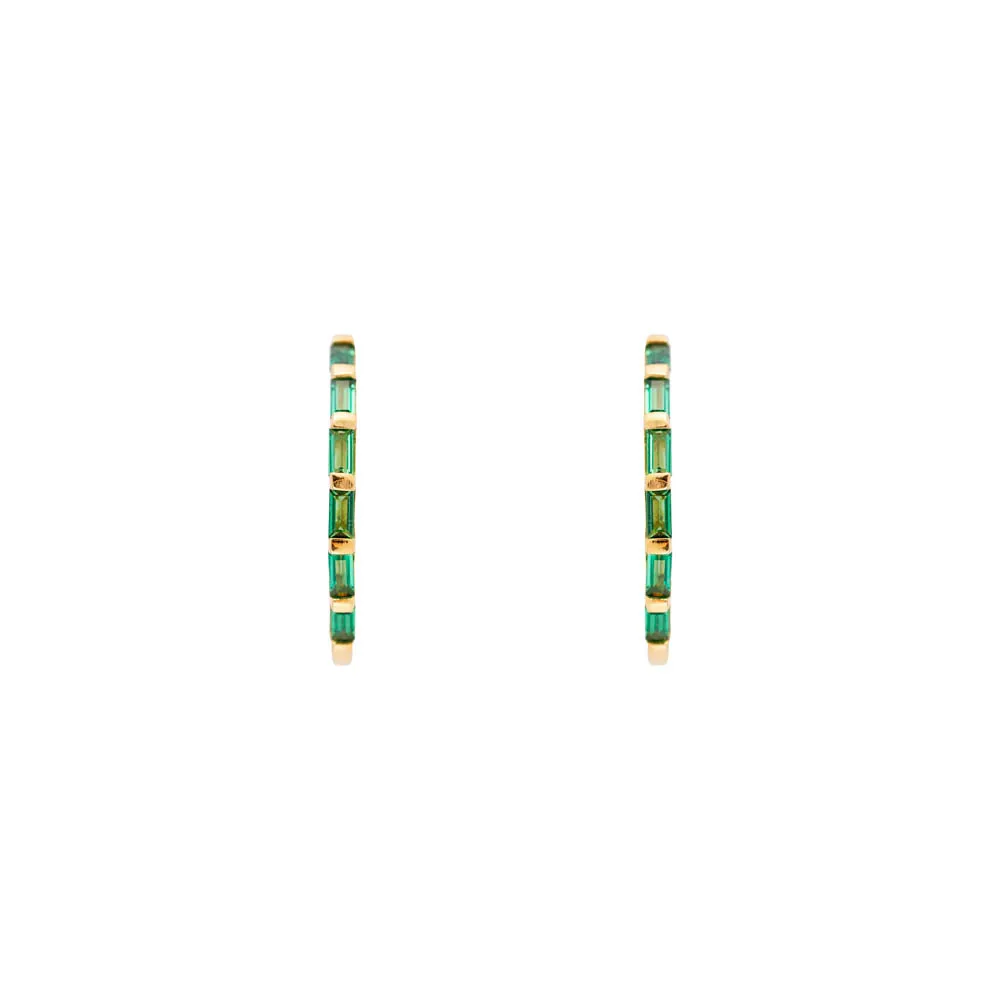 EMERALD CRYSTAL BAGUETTE MAXI HOOPS