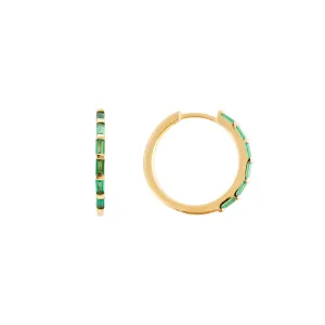 EMERALD CRYSTAL BAGUETTE MAXI HOOPS