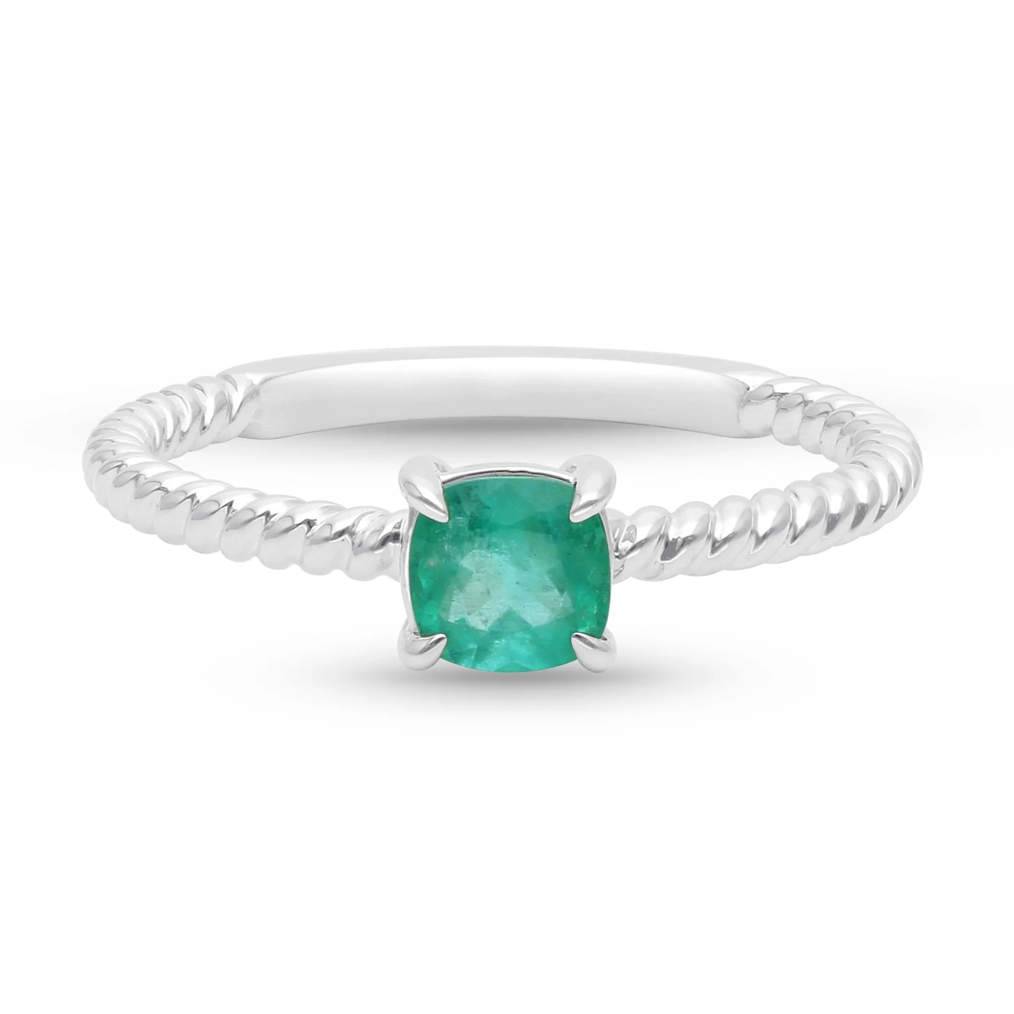 Emerald Rope Stackable Ring - WG