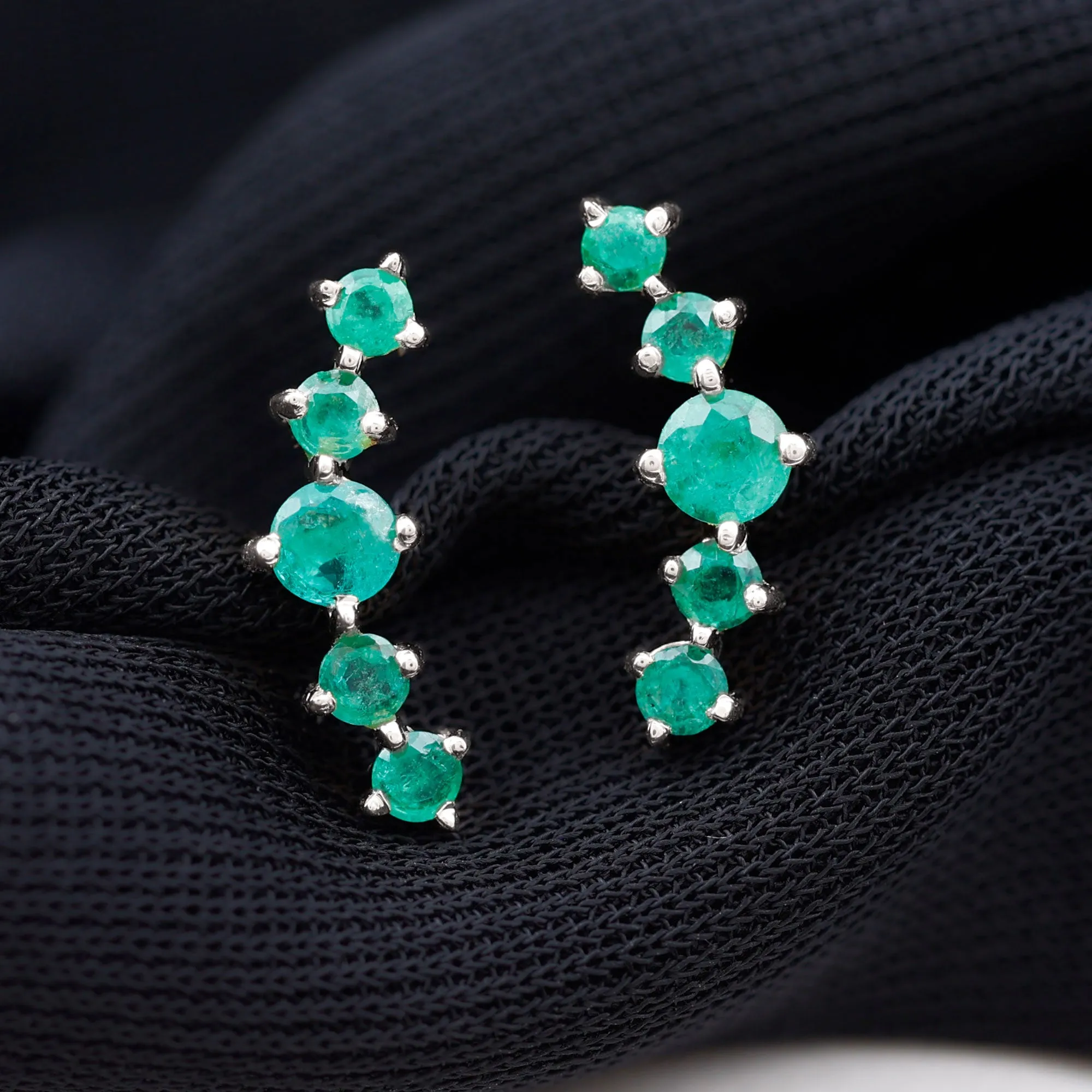 Emerald Stud Climber Earrings