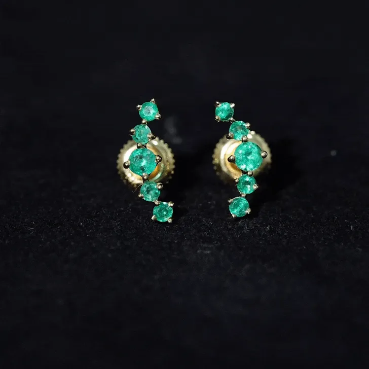 Emerald Stud Climber Earrings