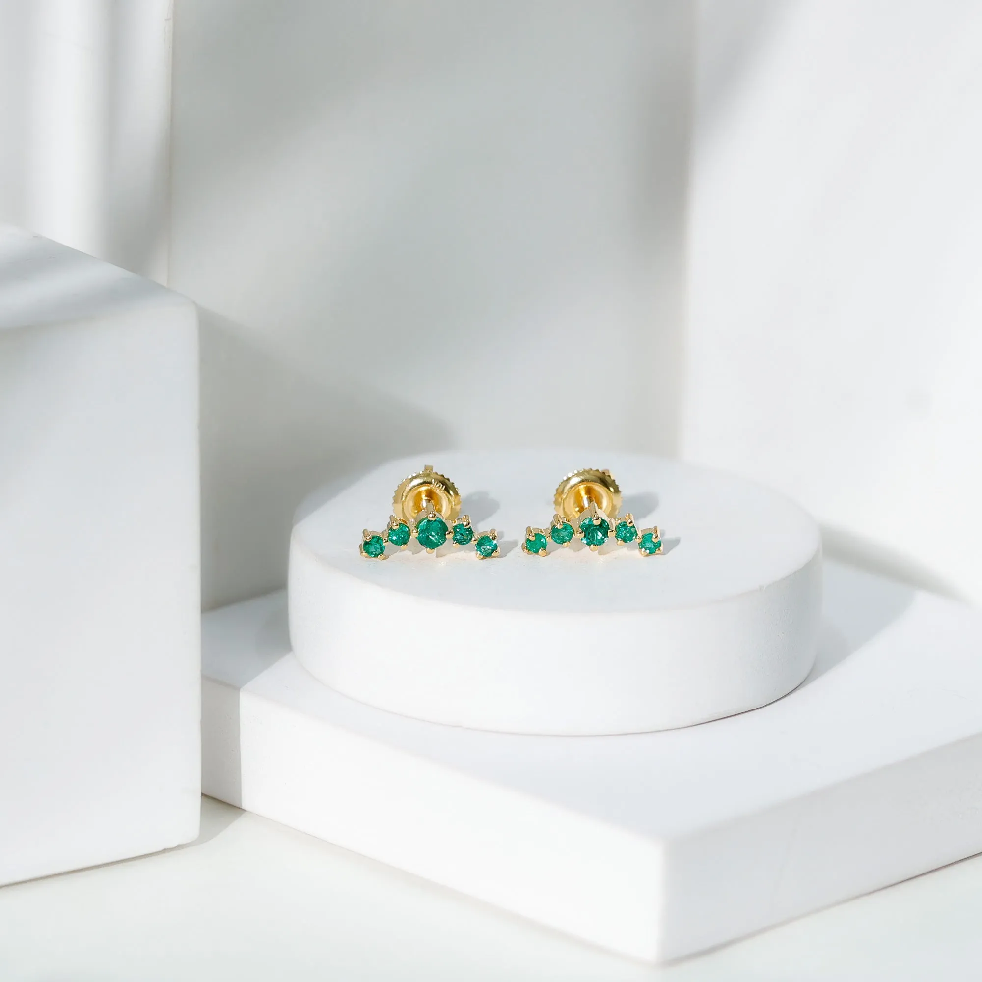 Emerald Stud Climber Earrings