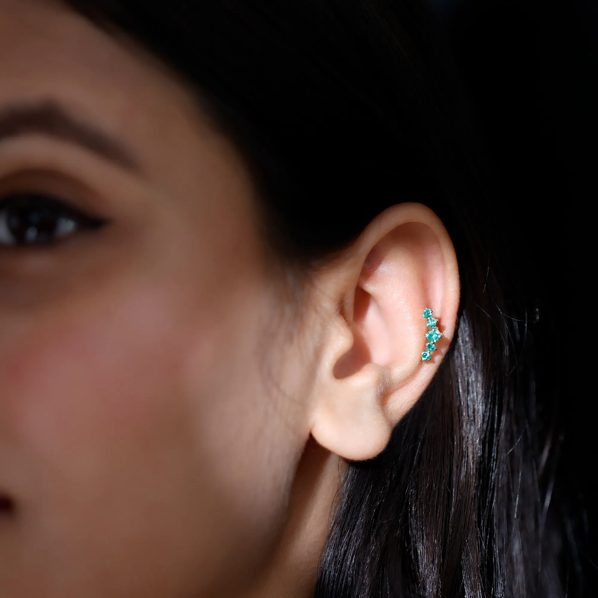 Emerald Stud Climber Earrings