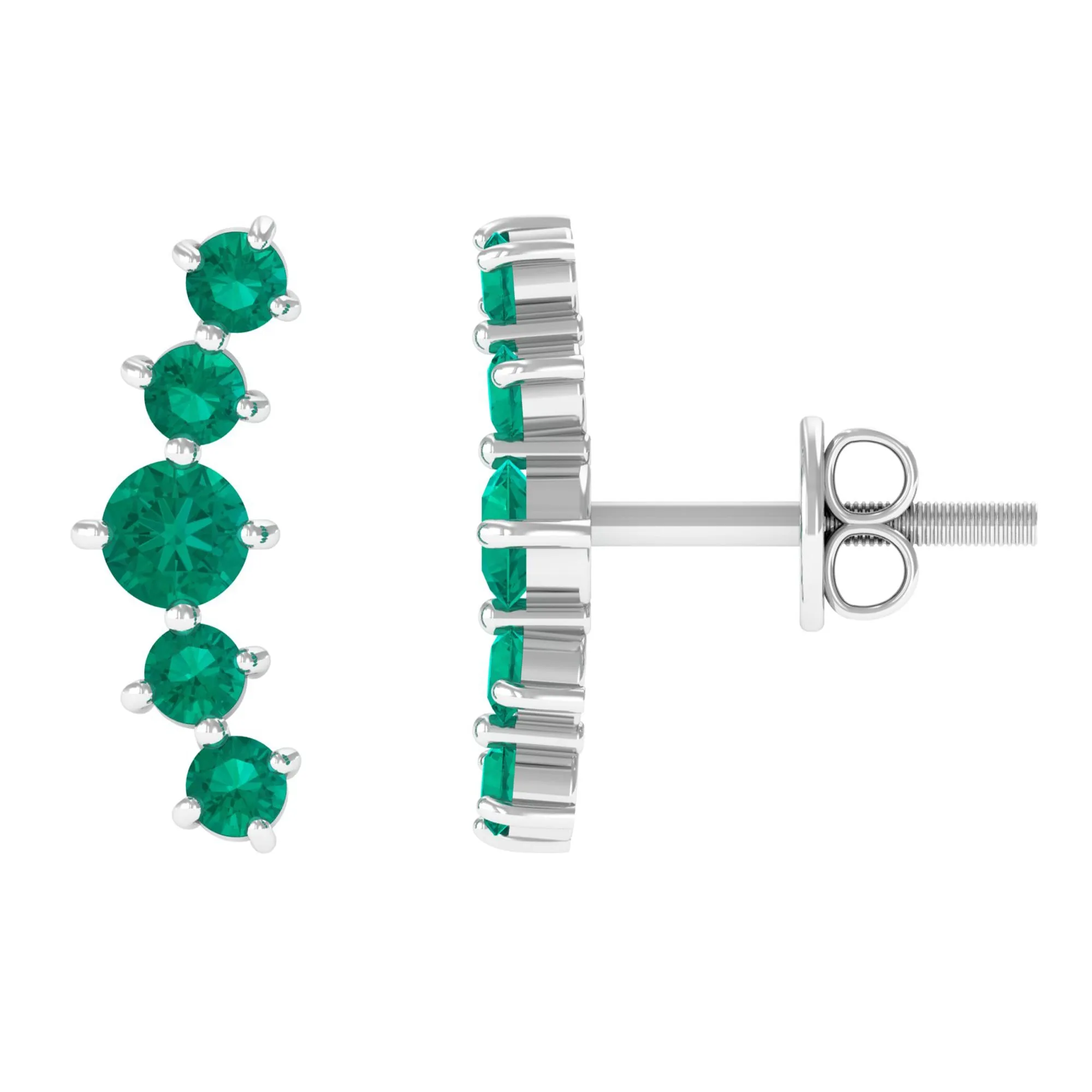 Emerald Stud Climber Earrings