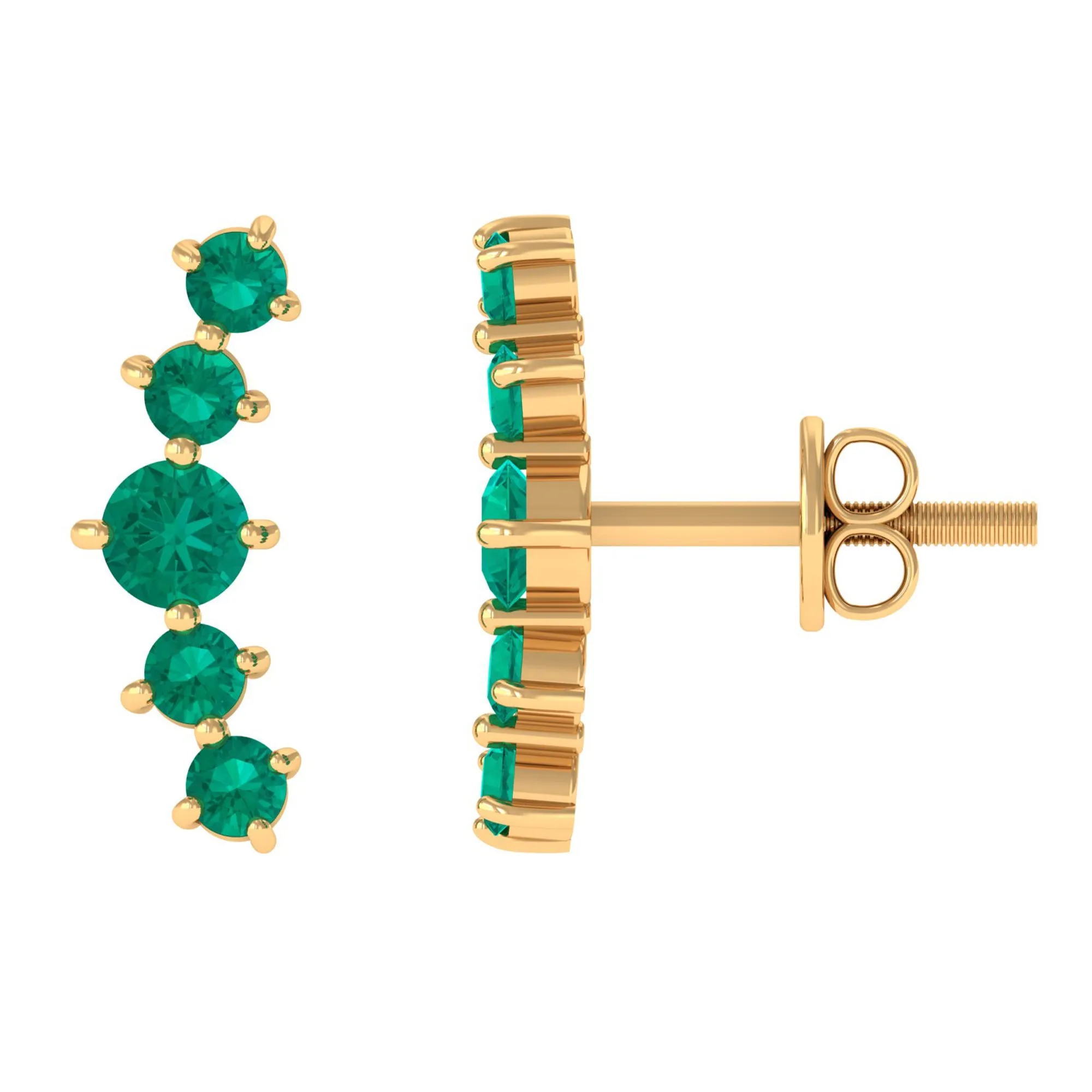 Emerald Stud Climber Earrings