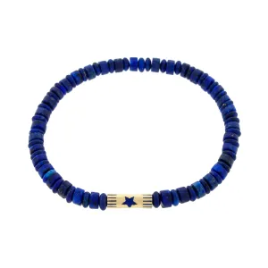 Enameled Star Slim Tube on a Lapis Bracelet