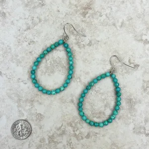 ERZ211125-03 Blue turquoise stone teardrop hoop Earrings