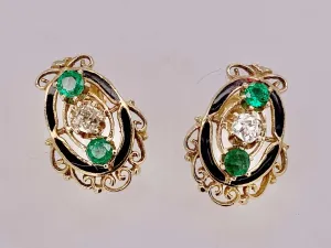 Estate Diamond and Emerald Earrings