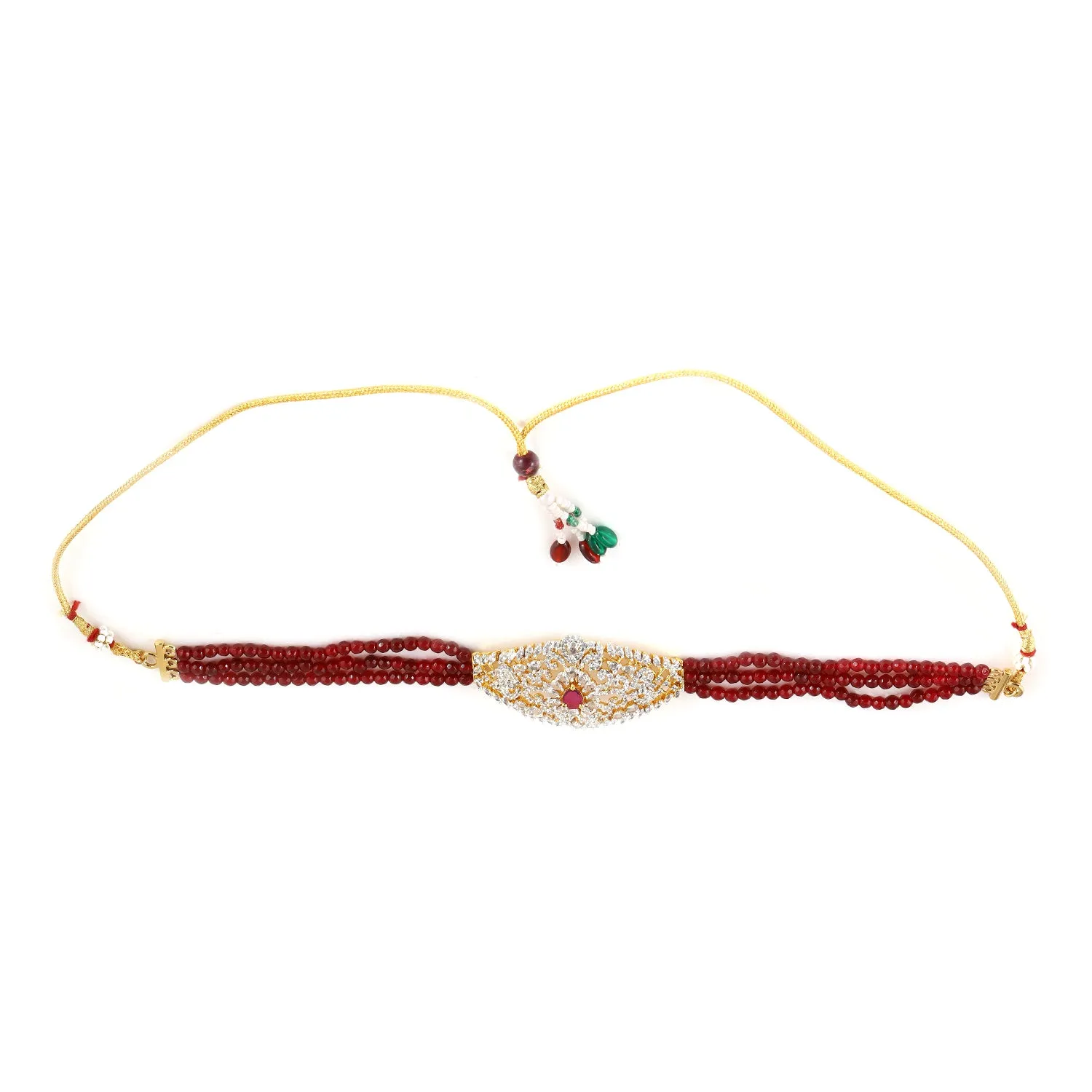 Estele - Ruby Diamond and Pearl Choker Elegant Necklace Set