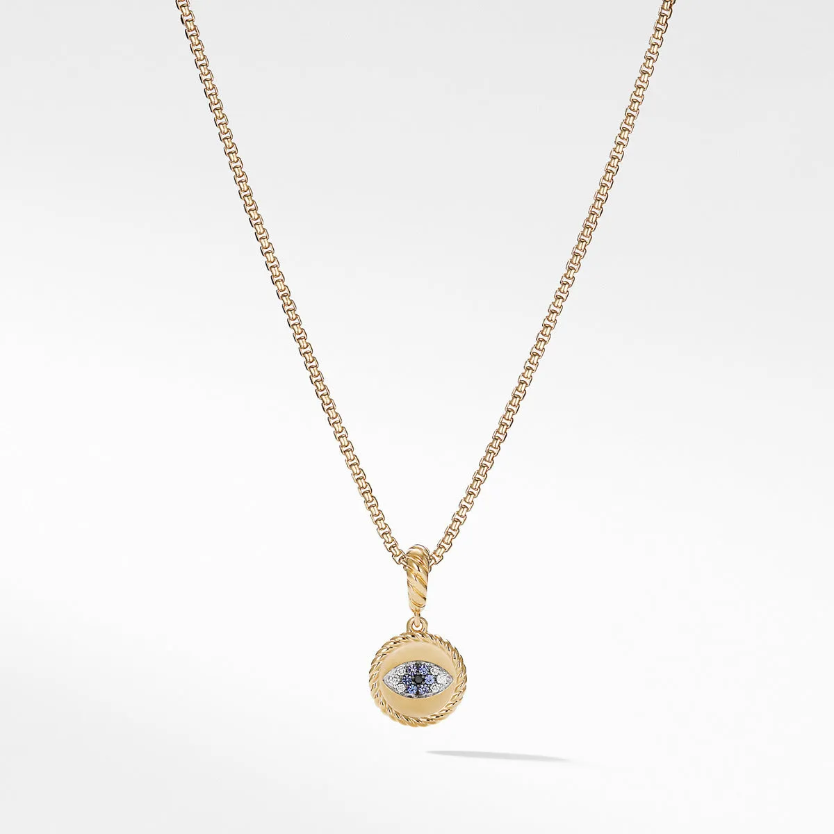 Evil Eye Amulet with Diamonds and Blue Sapphires in 18K Gold