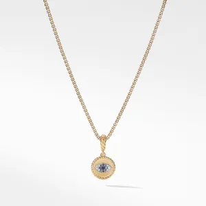 Evil Eye Amulet with Diamonds and Blue Sapphires in 18K Gold