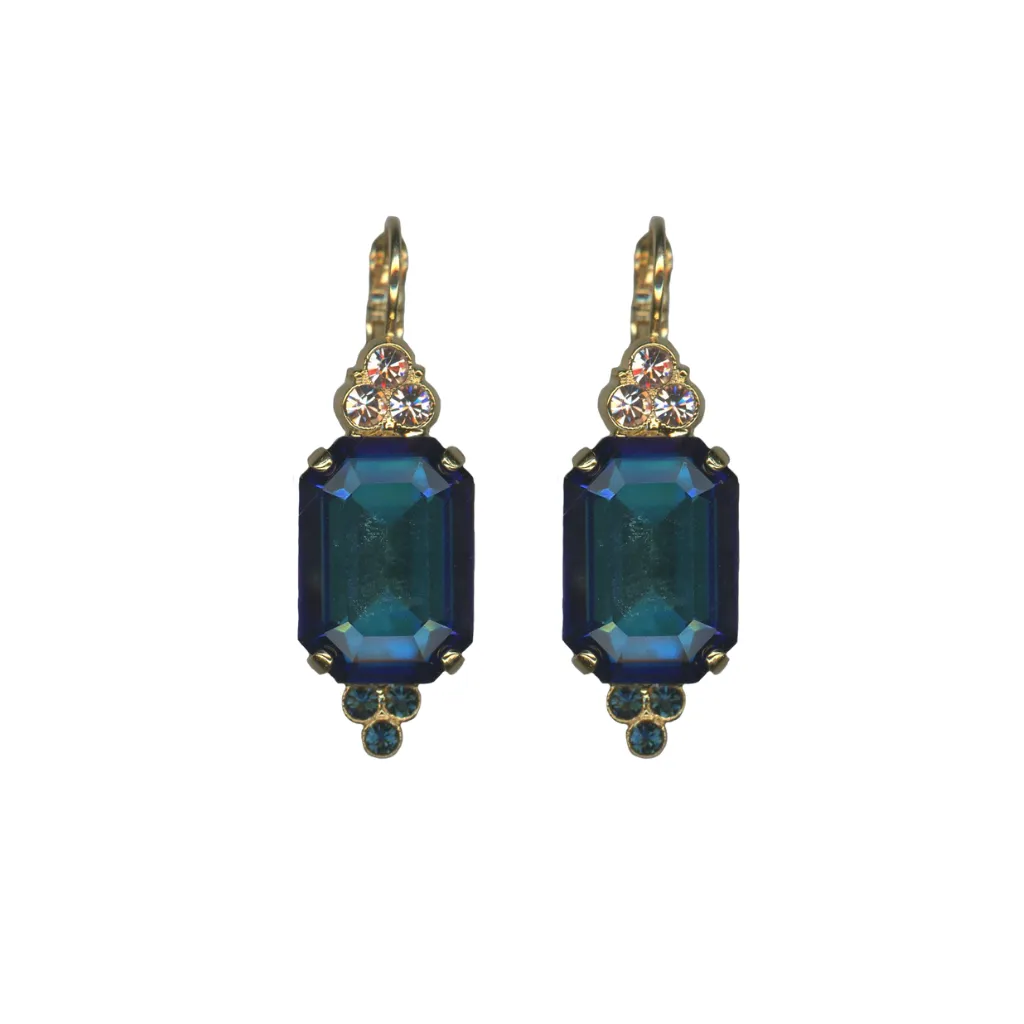 Extra-Luxurious Emerald and Trio Leverback Earrings in "Harvest Moon" - Yellow Gold