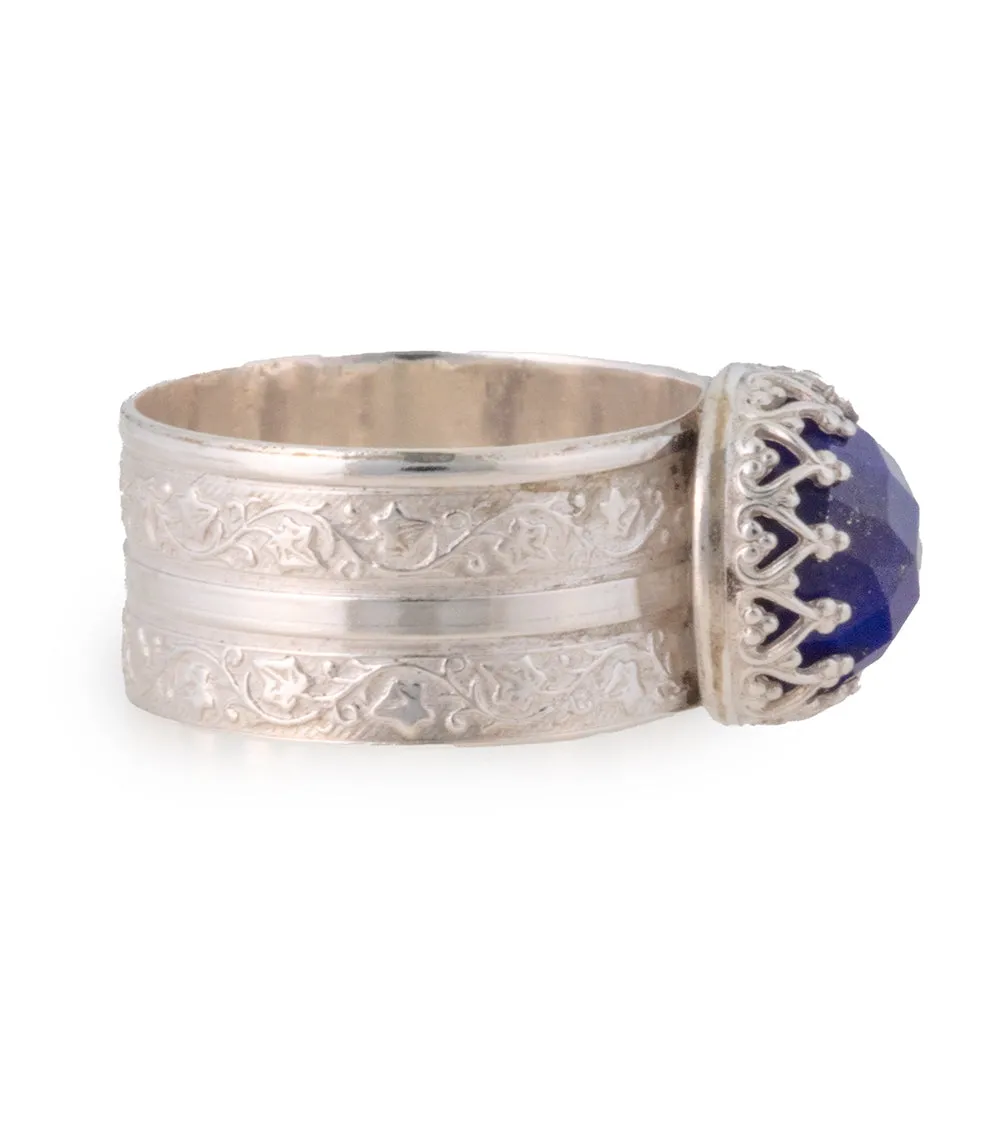 Faceted Lapis Lazuli Ring in Argentium Silver by Galit