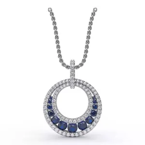 Fana Always and Forever Sapphire and Diamond Pendant in 14K White Gold