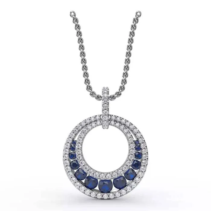 Fana Always and Forever Sapphire and Diamond Pendant in 14K White Gold