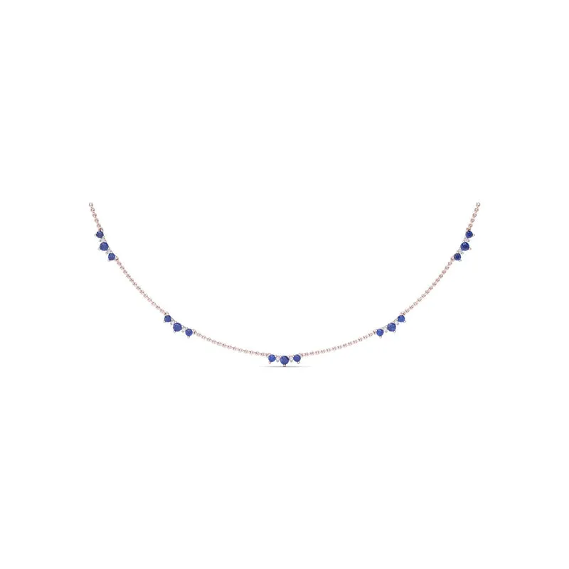 Fana Five Stone Sapphire and Diamond Station Necklace