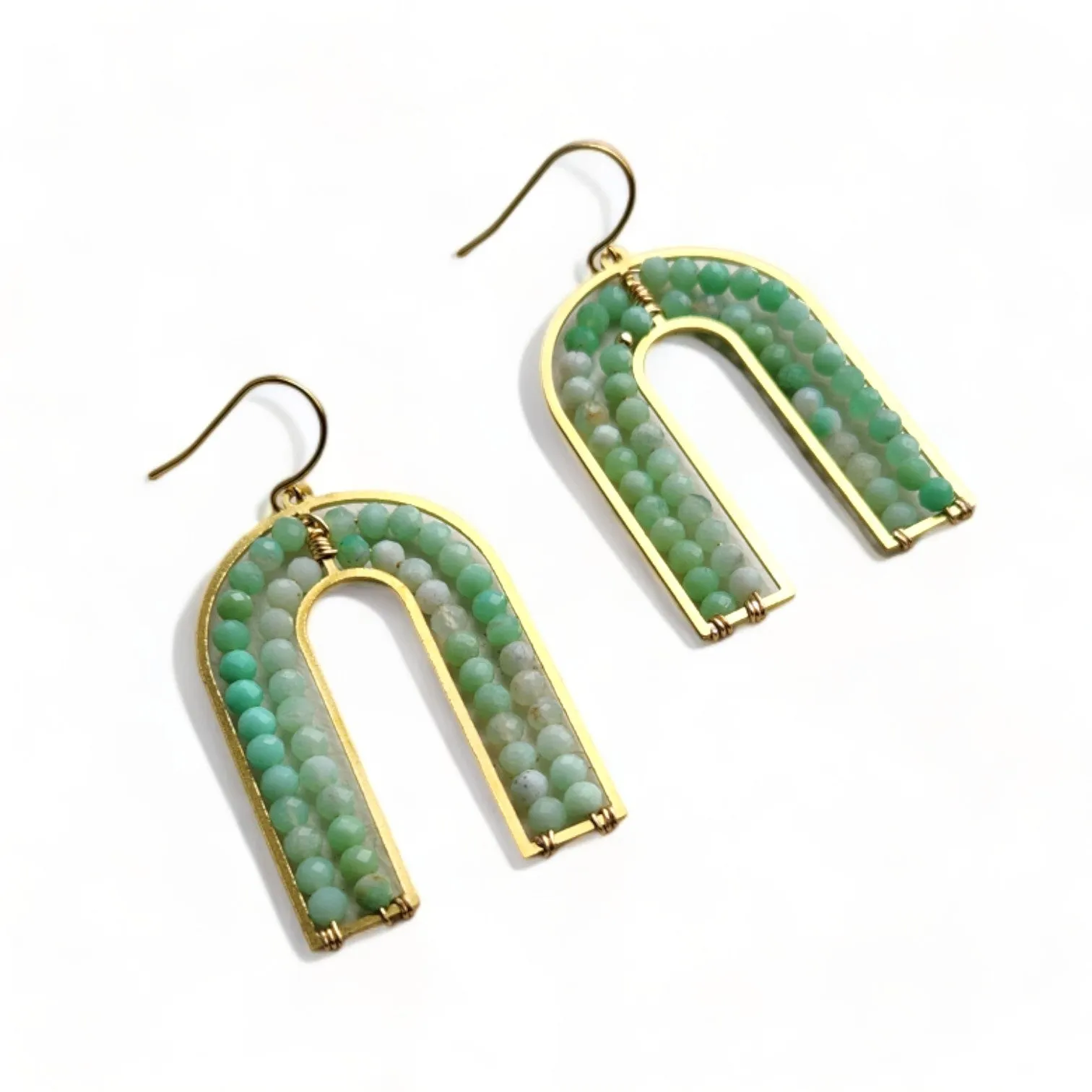 Fancy Arches Gemstone Earrings - Chalcedony