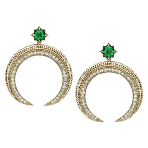 FColours of Love Hilal 18ct Yellow Gold Emerald Diamond Earrings