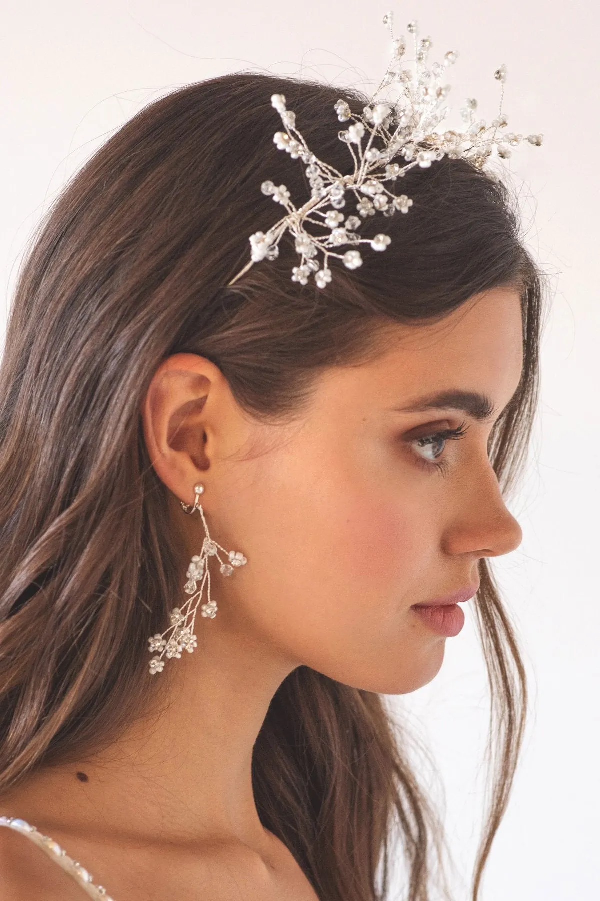 Floral Array Crystal Headband and Earring Set