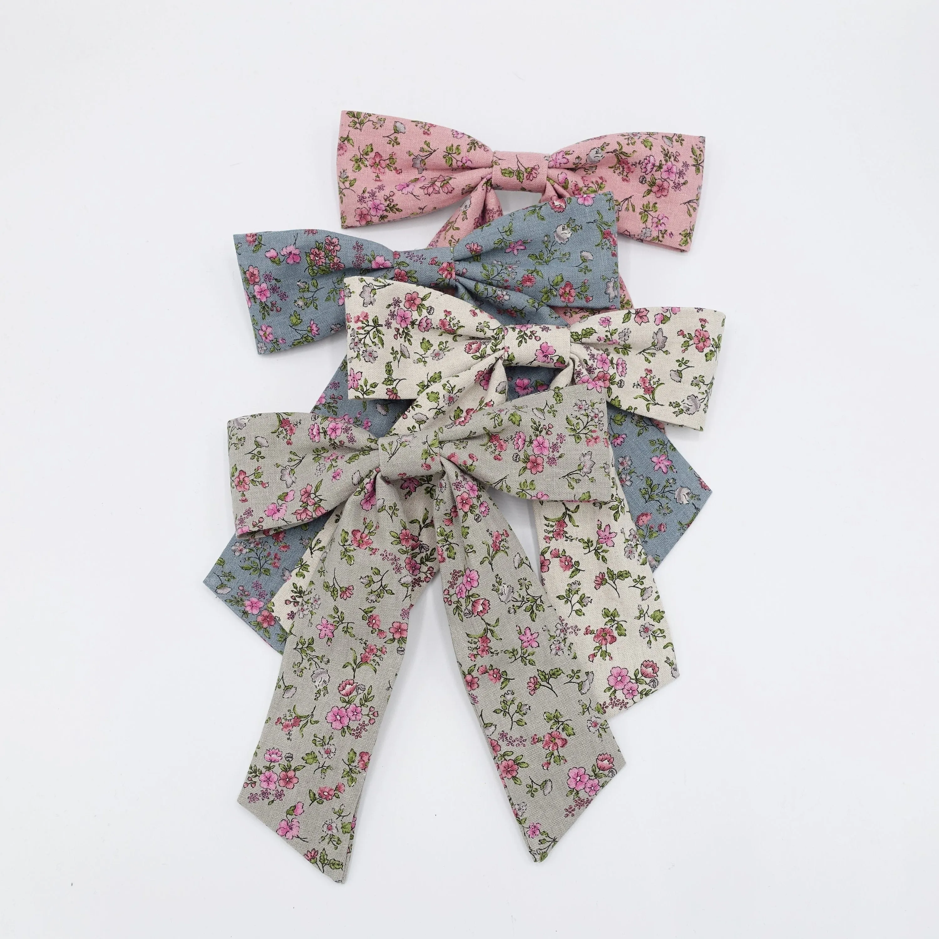 floral cotton hair bow for women