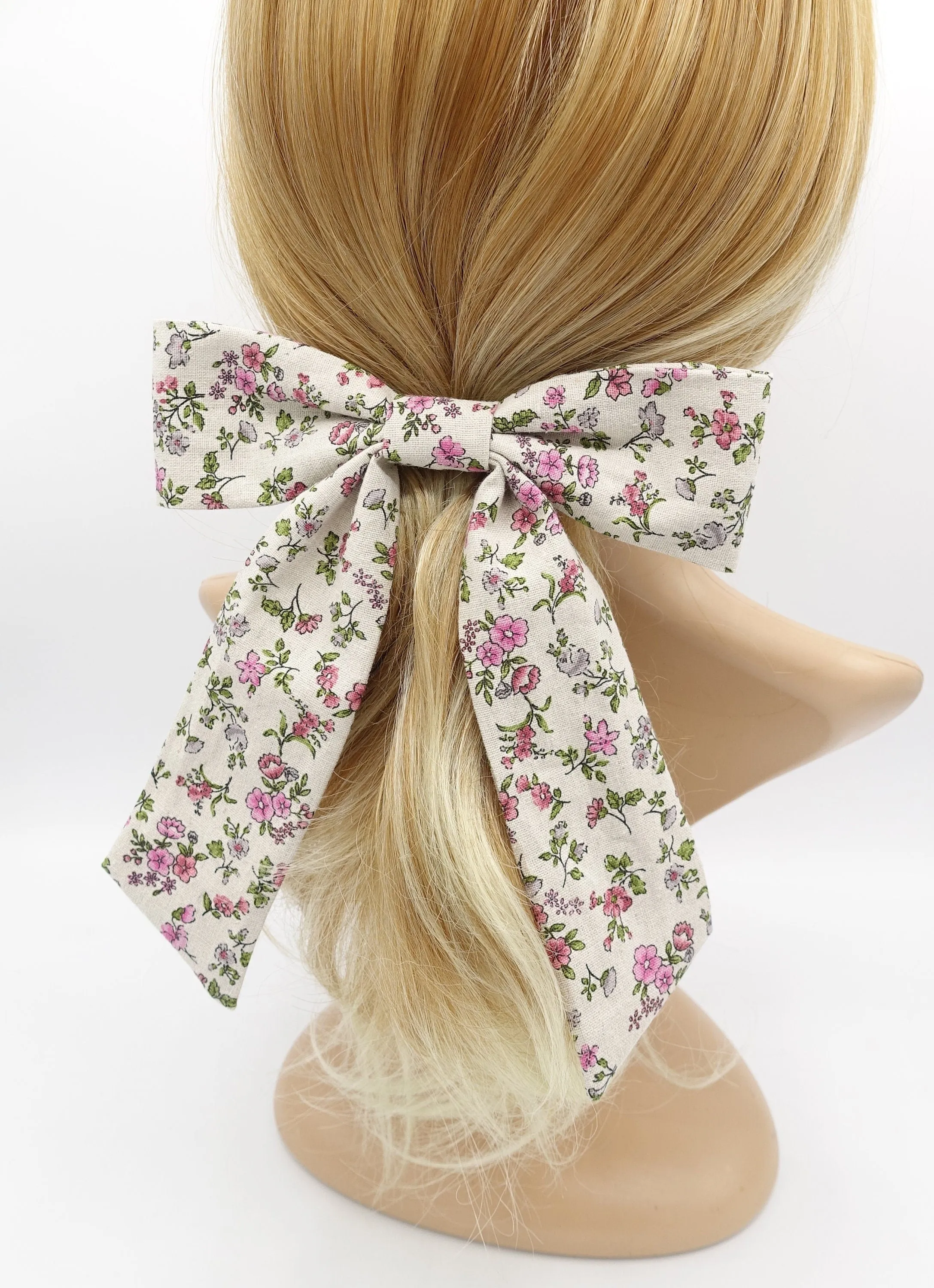 floral cotton hair bow for women