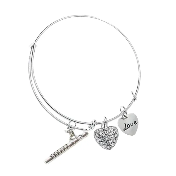 Flute Charm Bangle Bracelet