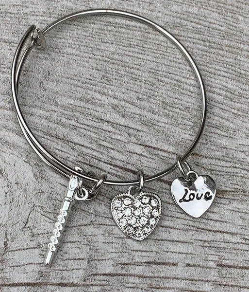 Flute Charm Bangle Bracelet