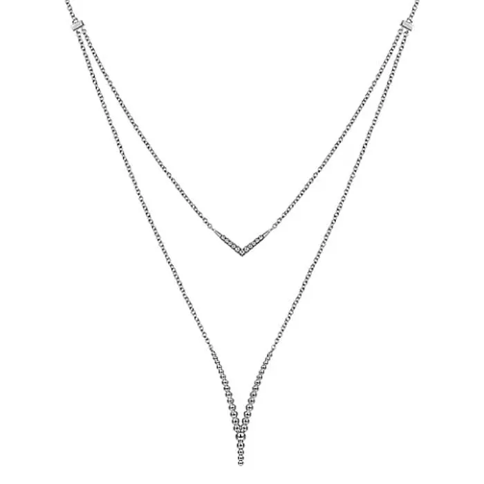 Gabriel & Co. Bujukan White Sapphire Chevron Necklace in Sterling Silver