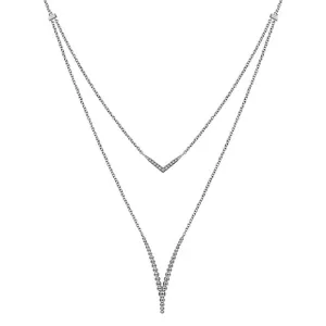 Gabriel & Co. Bujukan White Sapphire Chevron Necklace in Sterling Silver