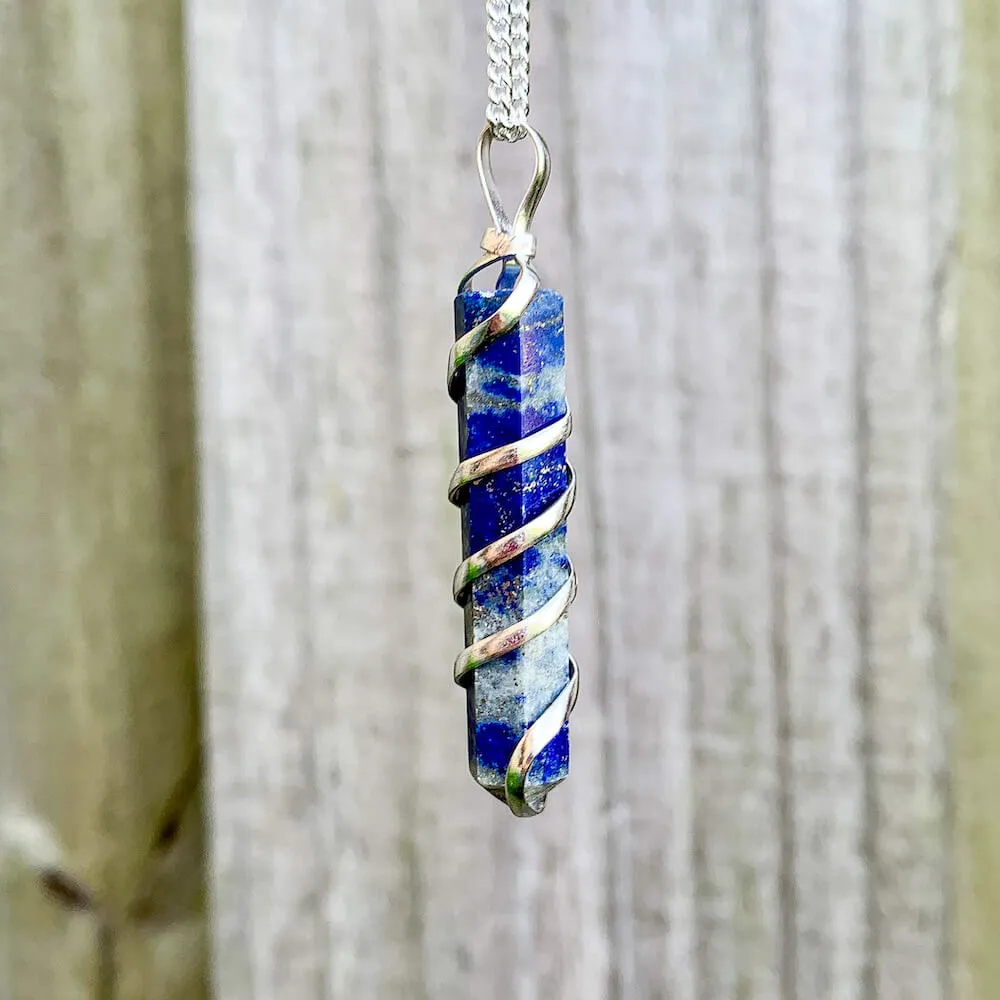 Gemstone Spiral Wrapped Pendant Necklace