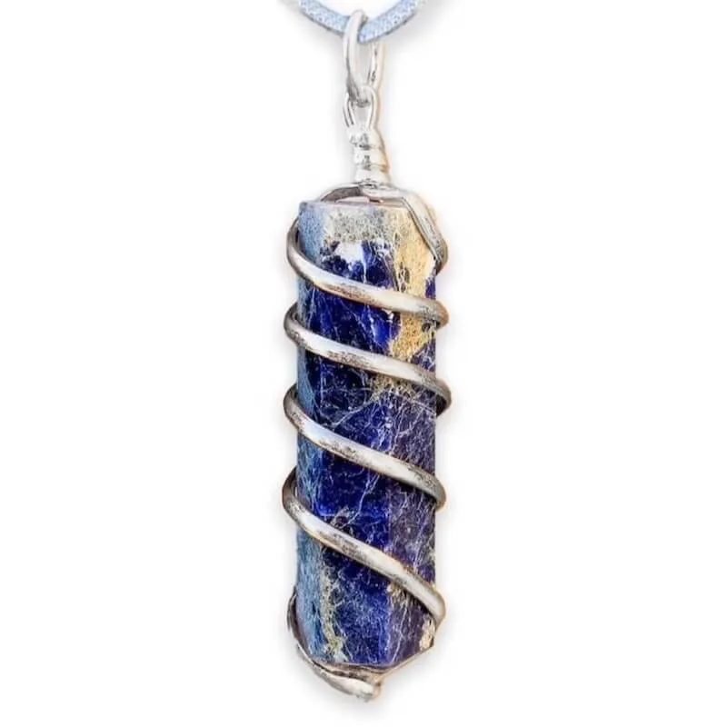 Gemstone Spiral Wrapped Pendant Necklace