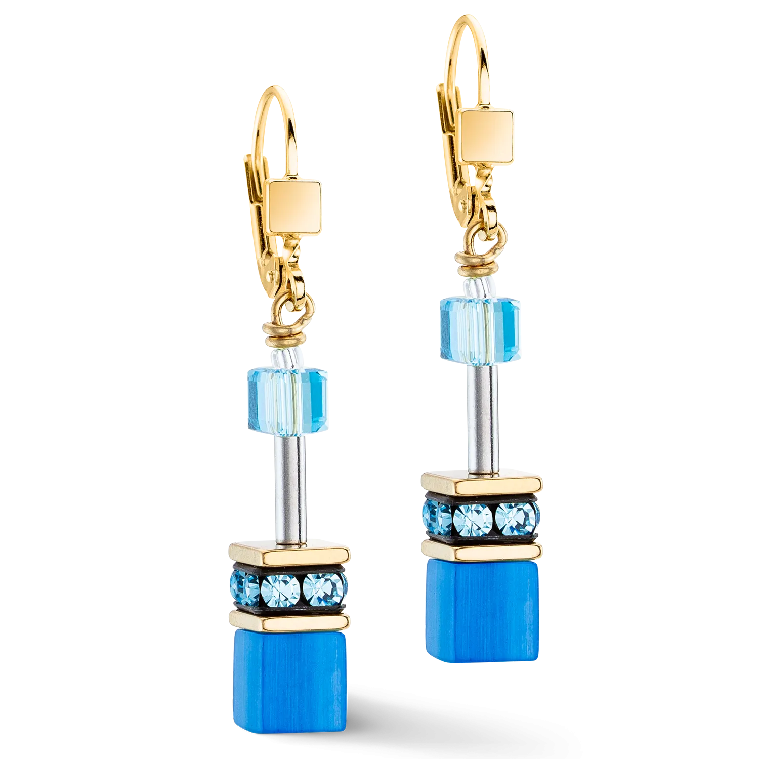 GeoCUBE® Iconic Mono Gold earrings turquoise