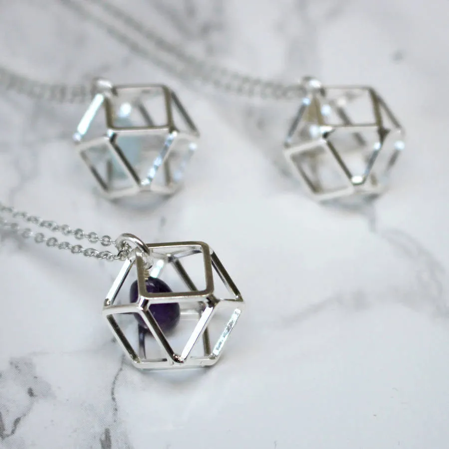 Geometric Birthstone Necklace