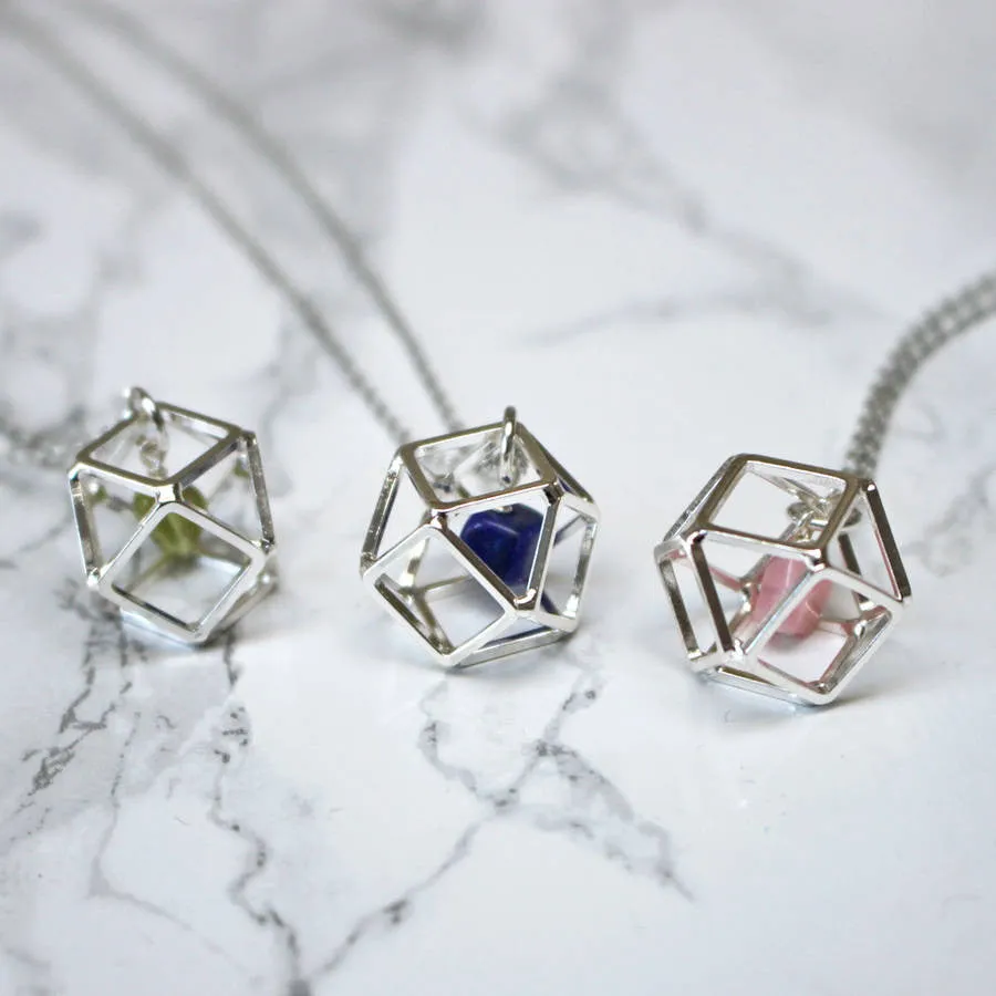 Geometric Birthstone Necklace