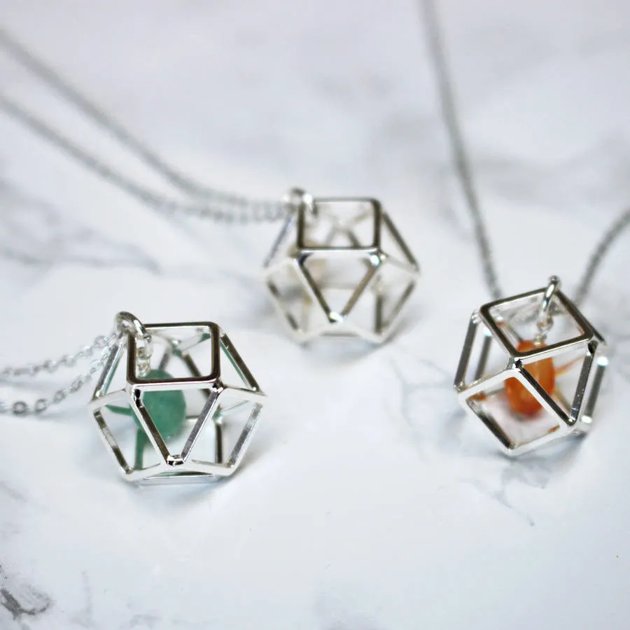 Geometric Birthstone Necklace