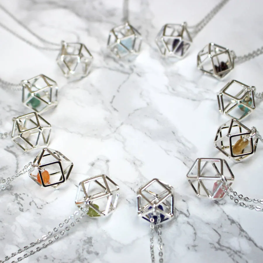 Geometric Birthstone Necklace