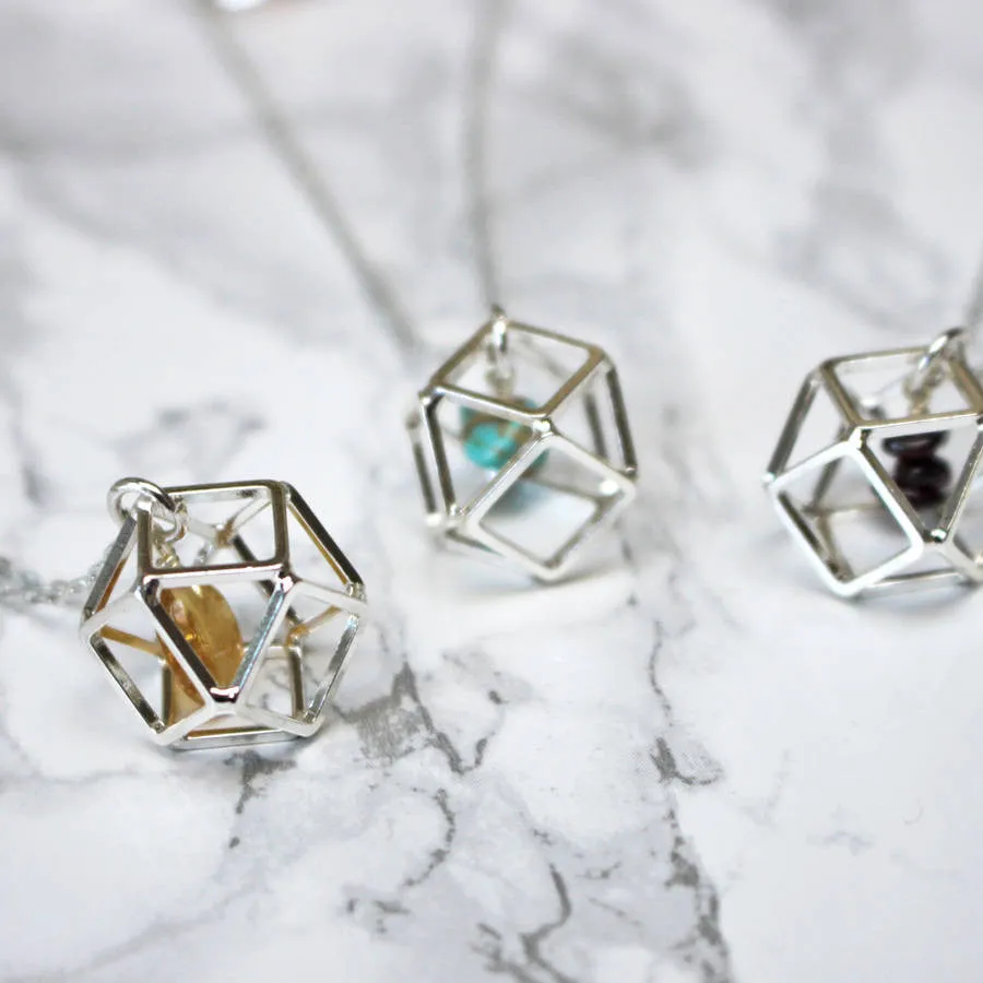 Geometric Birthstone Necklace