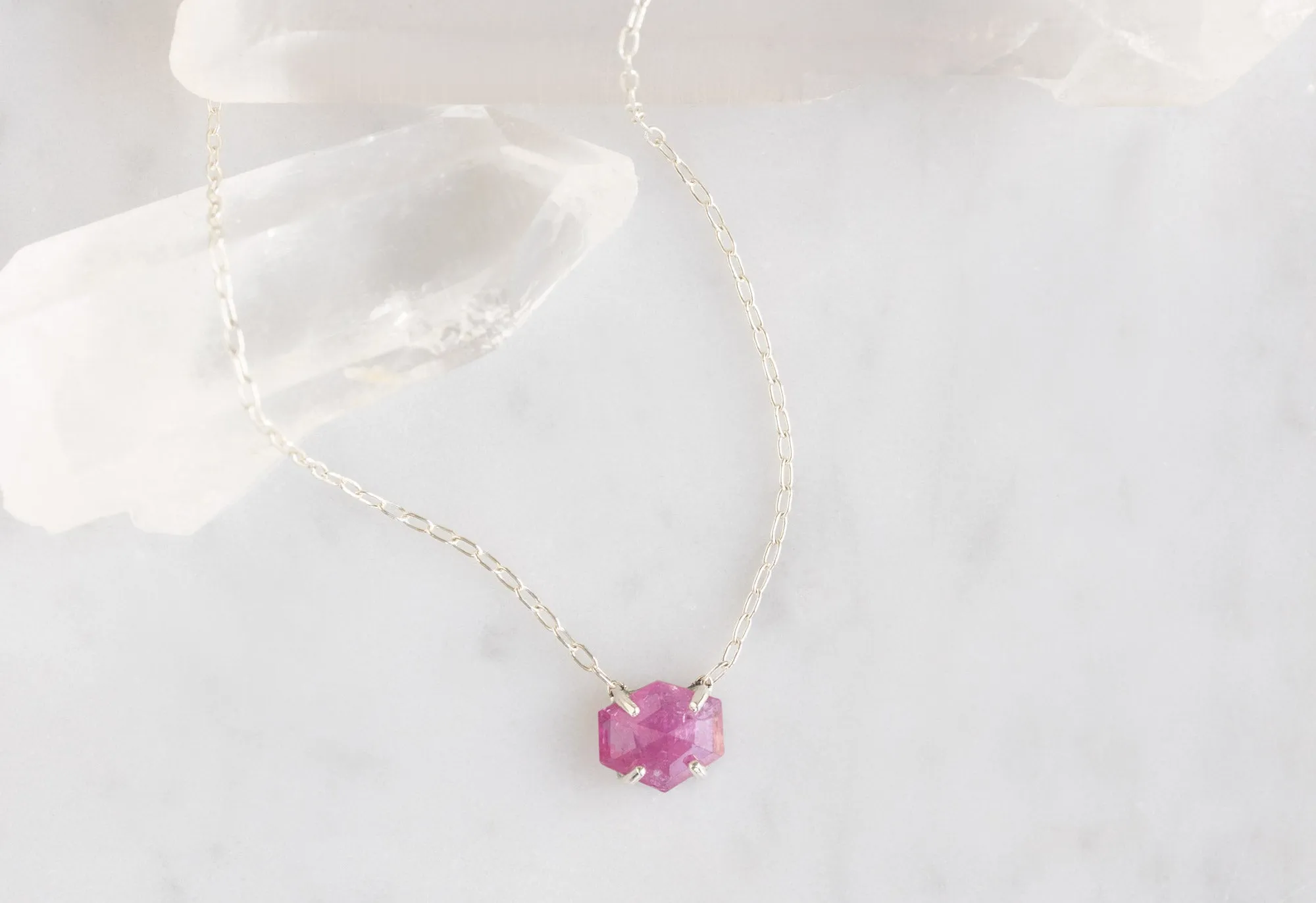 Geometric Rose Cut Ruby Necklace