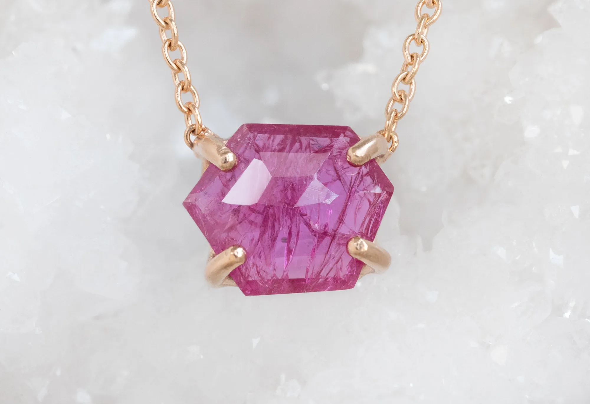 Geometric Rose Cut Ruby Necklace