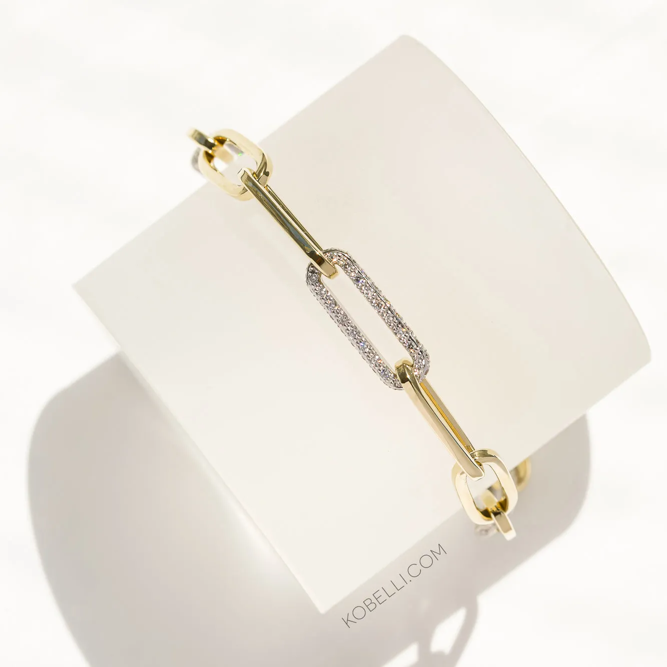 Gilda Diamond & Gold Paperclip Bracelet