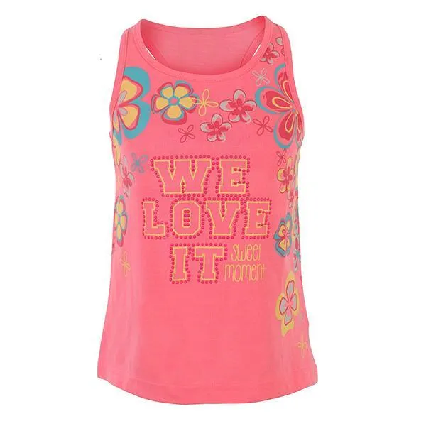 GIRLS PINK GRAPHIC TOP