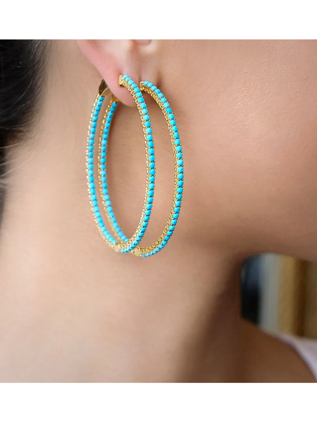 Gold & Turquoise Hoops