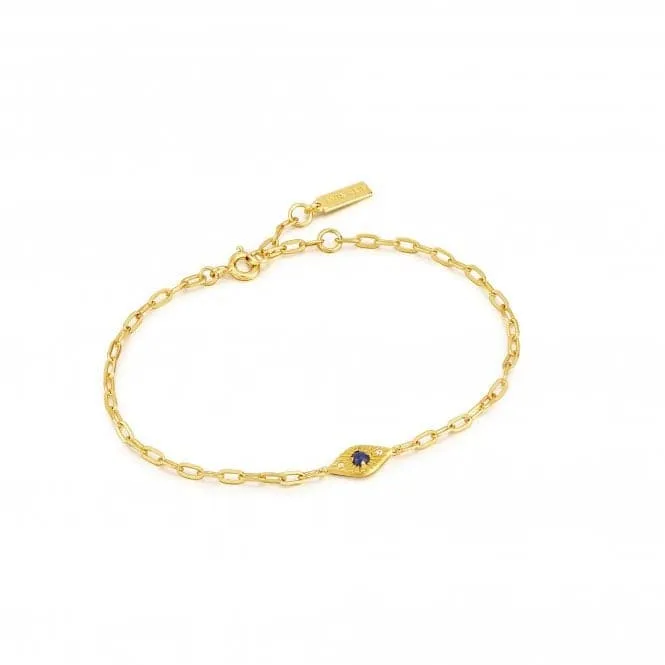 Gold Lapis Evil Eye Bracelet B039-03G-L