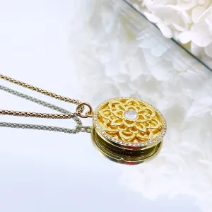 Gold Lotus Pendant Necklace in Sterling Silver