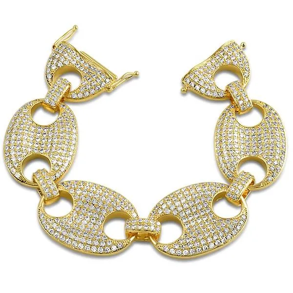 Gold Marine 24MM Link CZ Bling Bling Bracelet