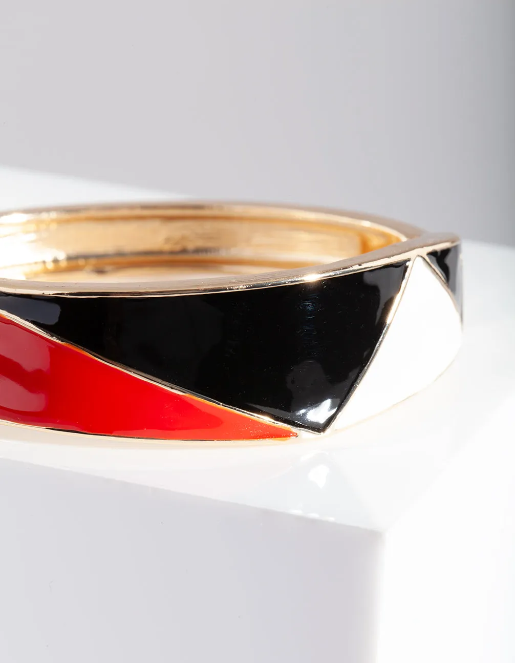 Gold Multi Art Deco Enamel Bangle